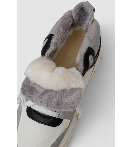Кроссовки женские на меху, цвет бело-серый, 248RMB09