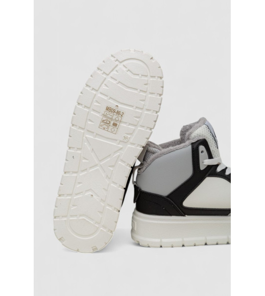 Кроссовки женские на меху, цвет бело-серый, 248RMB09