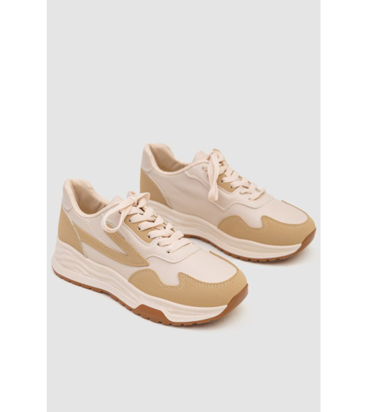Кроссовки женские экокожа, цвет бежевый, 243R186-161