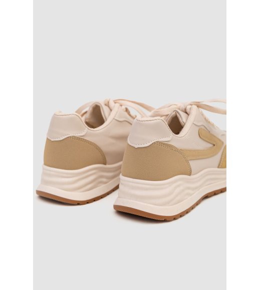 Кроссовки женские экокожа, цвет бежевый, 243R186-161