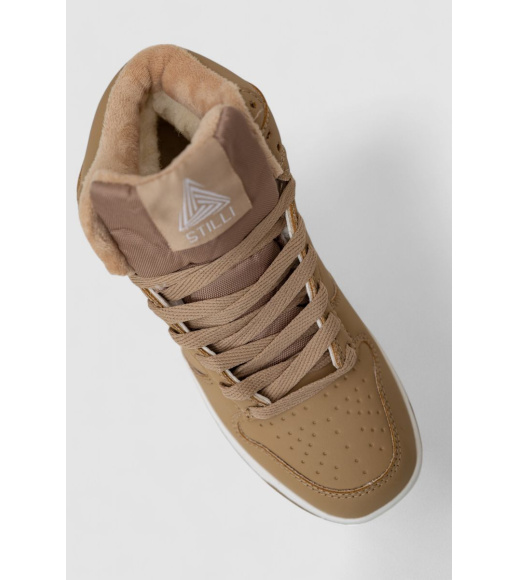 Кроссовки женские зимние на меху, цвет бежево-белый, 248RH1060