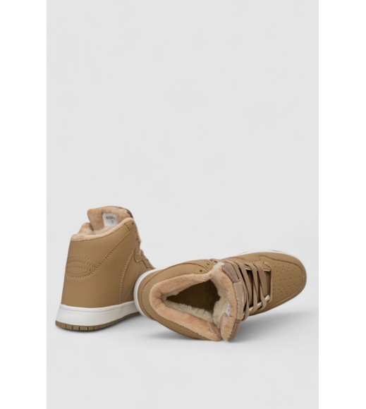 Кроссовки женские зимние на меху, цвет бежево-белый, 248RH1060