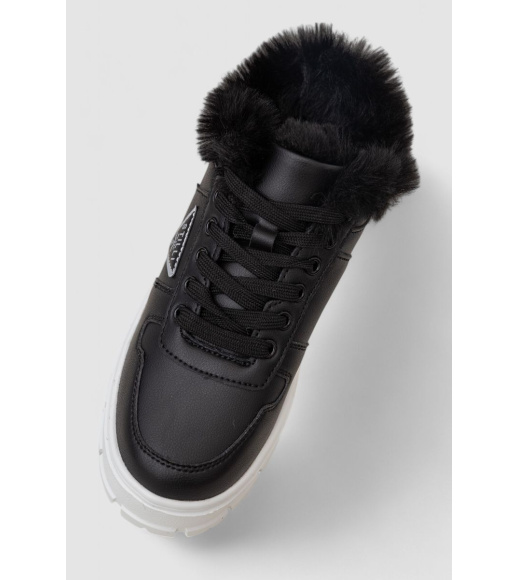 Кроссовки женские зимние на меху, цвет черно-белый, 248RCX622