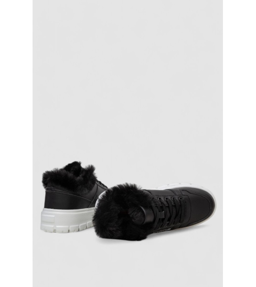 Кроссовки женские зимние на меху, цвет черно-белый, 248RCX622