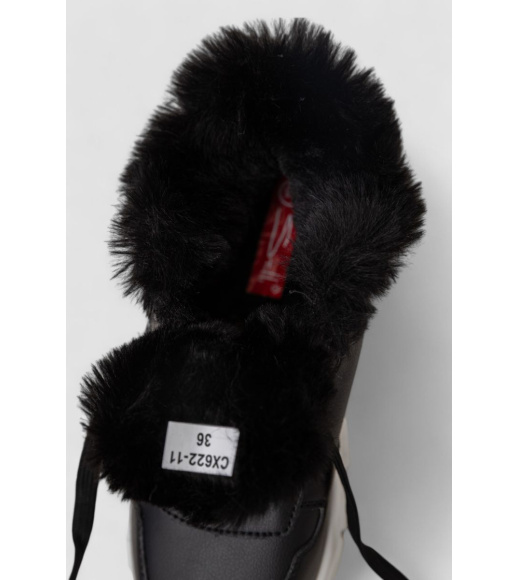 Кроссовки женские зимние на меху, цвет черно-белый, 248RCX622