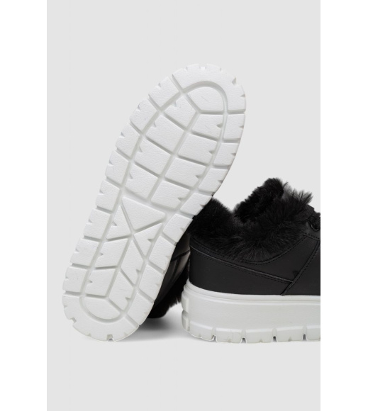 Кроссовки женские зимние на меху, цвет черно-белый, 248RCX622