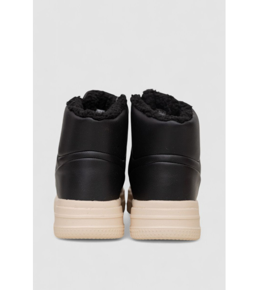 Кроссовки женские зимние на меху, цвет черно-бежевый, 248RCX701