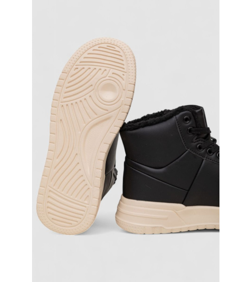 Кроссовки женские зимние на меху, цвет черно-бежевый, 248RCX701