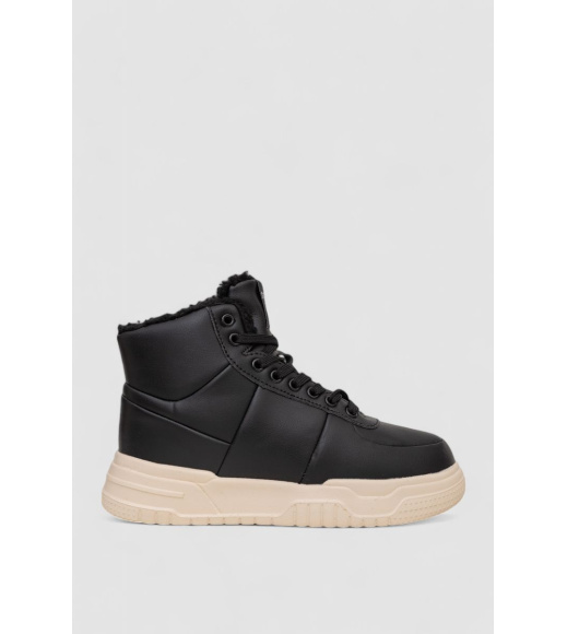 Кроссовки женские зимние на меху, цвет черно-бежевый, 248RCX701