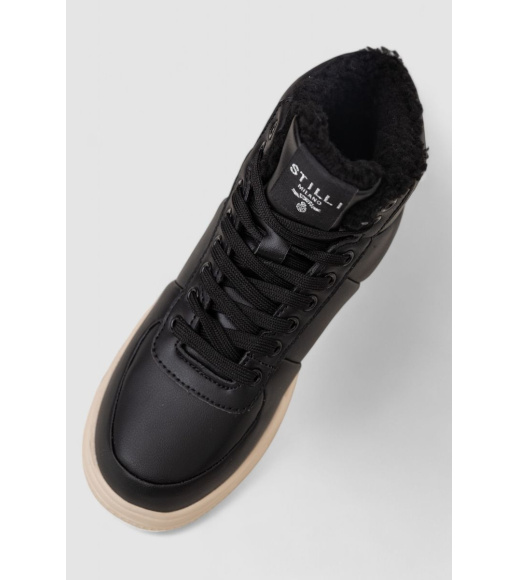 Кроссовки женские зимние на меху, цвет черно-бежевый, 248RCX701