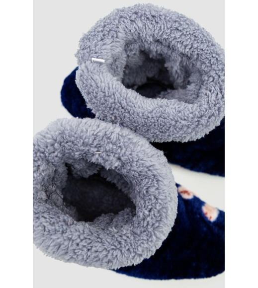 Тапочки-сапожки домашние плюшевые, цвет сине-серый, 102R1004-1