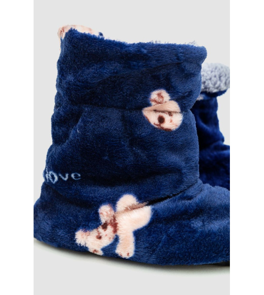 Тапочки-сапожки домашние плюшевые, цвет сине-серый, 102R1004-1