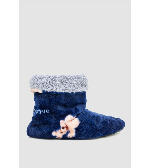 Тапочки-сапожки домашние плюшевые, цвет сине-серый, 102R1004-1