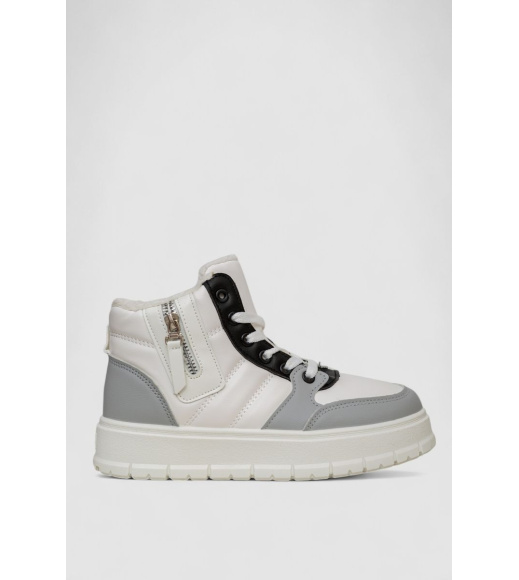 Кроссовки женские зимние на меху, цвет бело-черный, 248RMB06