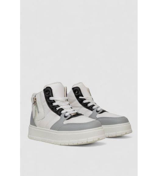 Кроссовки женские зимние на меху, цвет бело-черный, 248RMB06