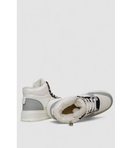 Кроссовки женские зимние на меху, цвет бело-черный, 248RMB06