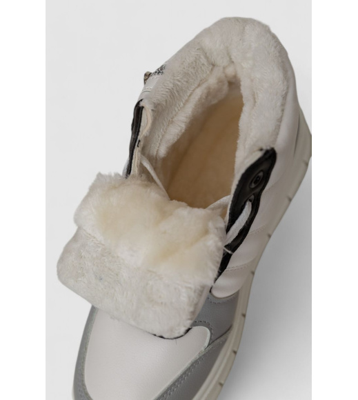 Кроссовки женские зимние на меху, цвет бело-черный, 248RMB06