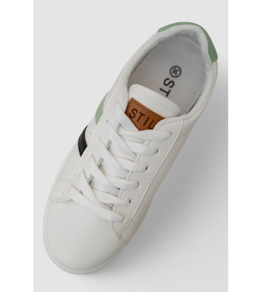 Кеды женские, цвет бело-зеленый, 248R100