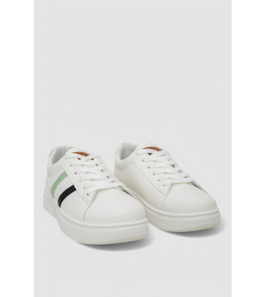 Кеды женские, цвет бело-зеленый, 248R100