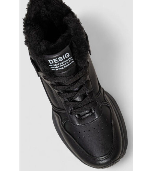 Кроссовки женские на меху, цвет черный, 243R117-5