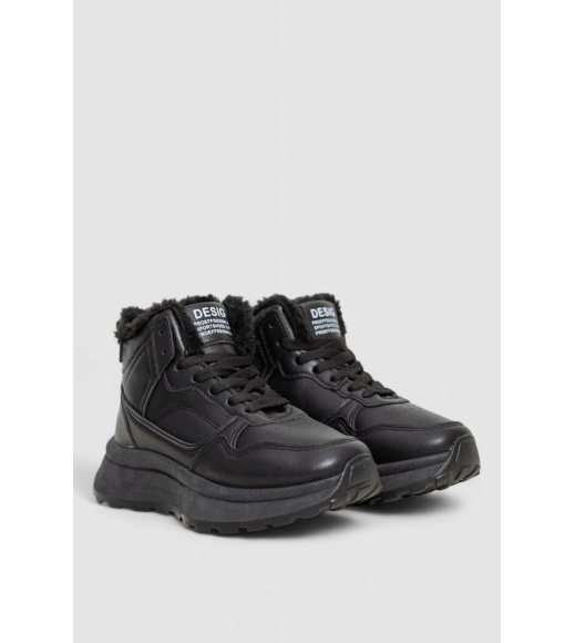 Кроссовки женские на меху, цвет черный, 243R117-5