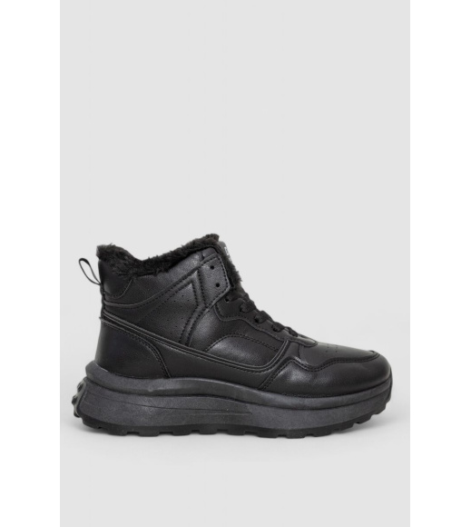 Кроссовки женские на меху, цвет черный, 243R117-5