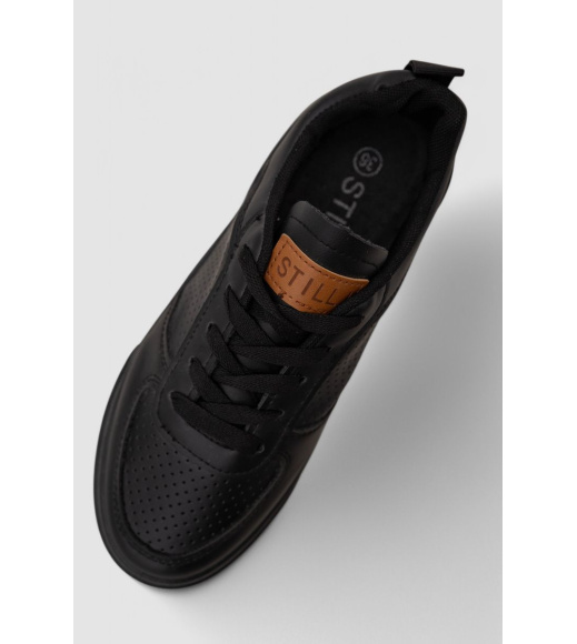 Кеды женские с перфорацией, цвет черный, 248RR207