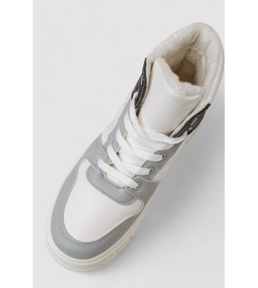 Кроссовки женские зимние на меху, цвет бело-серый, 248RMB03-86