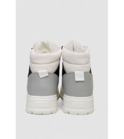 Кроссовки женские зимние на меху, цвет бело-серый, 248RMB03-86