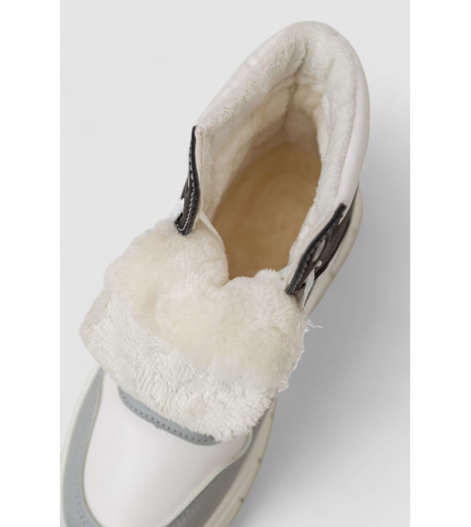 Кроссовки женские зимние на меху, цвет бело-серый, 248RMB03-86