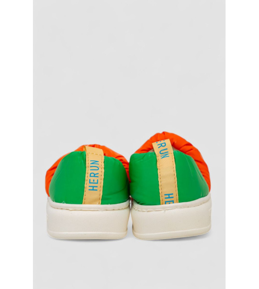 Тапочки женские домашние с задником, цвет оранжево-зеленый, 243R2928