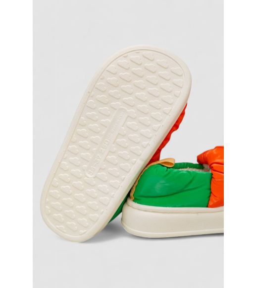 Тапочки женские домашние с задником, цвет оранжево-зеленый, 243R2928