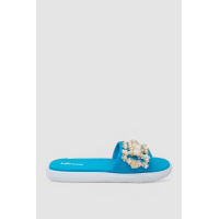 Шлепанцы женские с бусинами, цвет бирюзово-белый, 243R8459-4