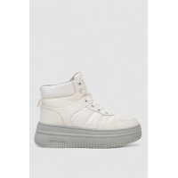 Кроссовки женские зимние на меху, цвет бело-серый, 248RAM014