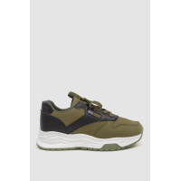 Кроссовки женские экокожа, цвет зелено-черный, 243R186-137