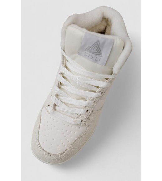 Кроссовки женские зимние на меху, цвет бело-бежевый, 248RH1060-5