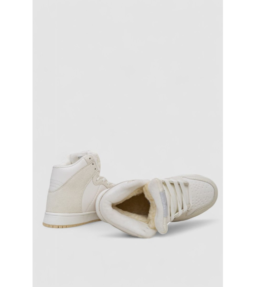 Кроссовки женские зимние на меху, цвет бело-бежевый, 248RH1060-5