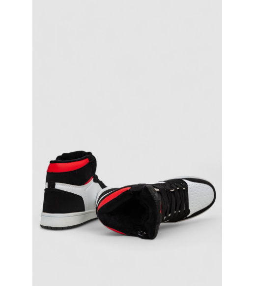 Кроссовки женские зимние на меху, цвет бело-черный, 248RHB470