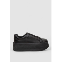 Кроссовки женские демисезонные на платформе, цвет черный, 243R2024-17