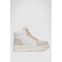 Кроссовки женские зимние на меху, цвет бело-бежевый, 248RMB02