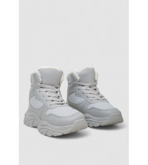 Кроссовки женские зимние на меху, цвет серый, 248RDM04