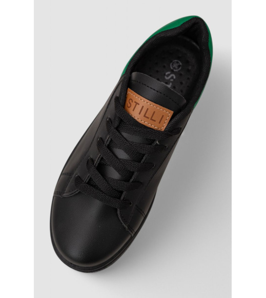 Кеды женские, цвет черно-зеленый, 248R115