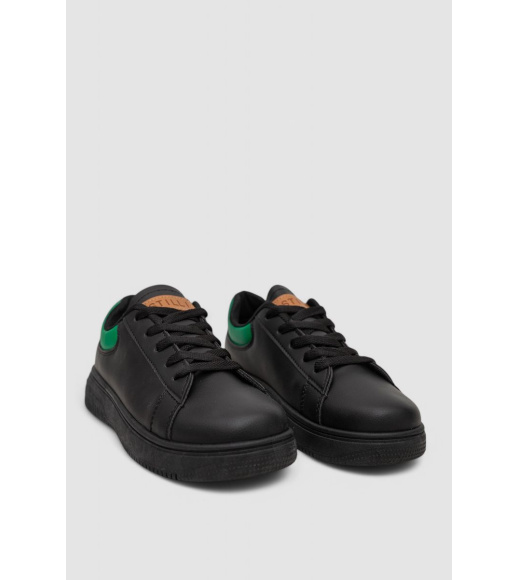 Кеды женские, цвет черно-зеленый, 248R115