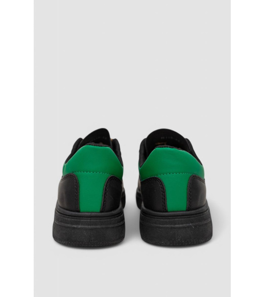 Кеды женские, цвет черно-зеленый, 248R115