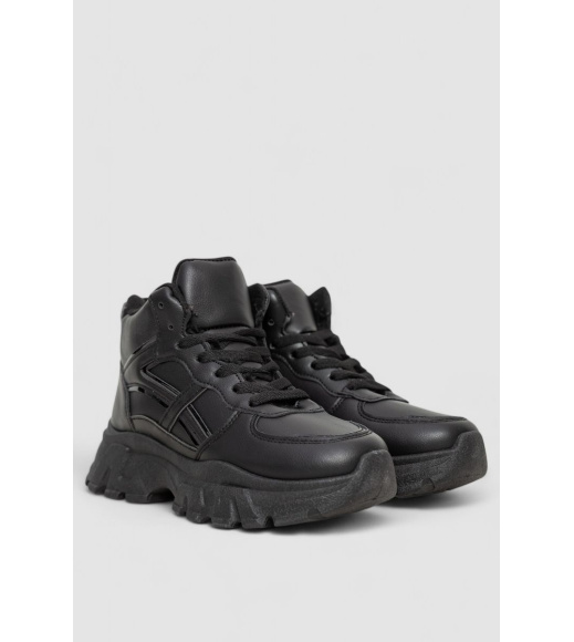 Кроссовки женские на меху, цвет черный, 243R113-5