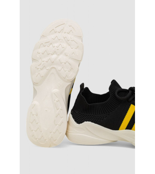 Кроссовки женские текстильные, цвет черно-желтый, 244R251K