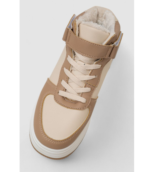 Кроссовки женские зимние на меху, цвет бежево-коричневый, 248RAM02-93