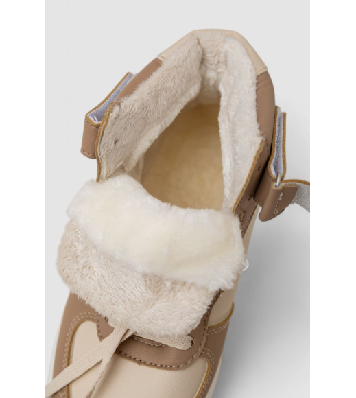 Кроссовки женские зимние на меху, цвет бежево-коричневый, 248RAM02-93