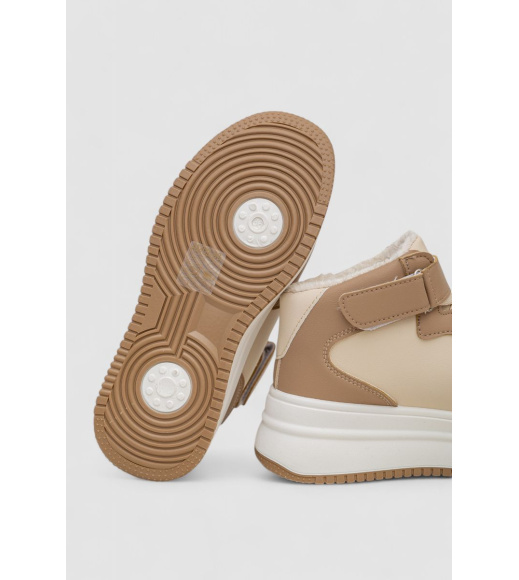 Кроссовки женские зимние на меху, цвет бежево-коричневый, 248RAM02-93