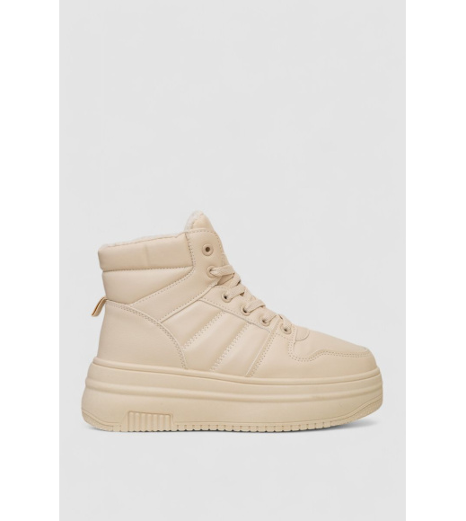 Кроссовки женские зимние на меху, цвет бежевый, 248RAM022